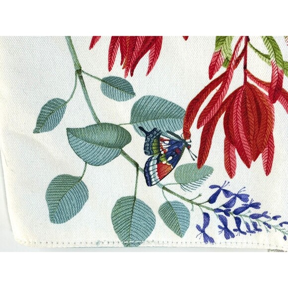 Estee Lauder White Floral Printed Canvas Shopper Tote Bag Mint Green Liner "New" - Picture 8 of 12